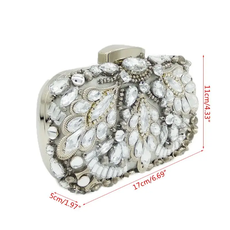 Fashion Beaded Women Clutch Evening Bags Wedding Dinner Party Handbag Chain Shoulder Bag