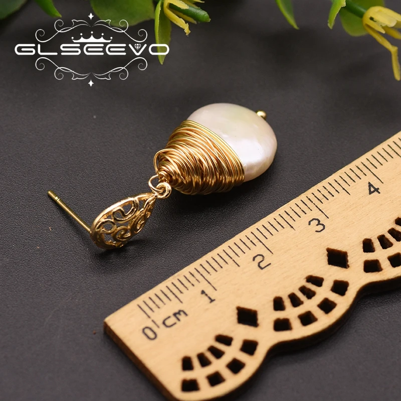 Cena GLSEEVO 100% naturalna świeża woda biała perła spadek kolczyki dla kobiet dziewczyna miłośników grzywny ślub przyjęcie zaręczynowe biżuteria GE0891