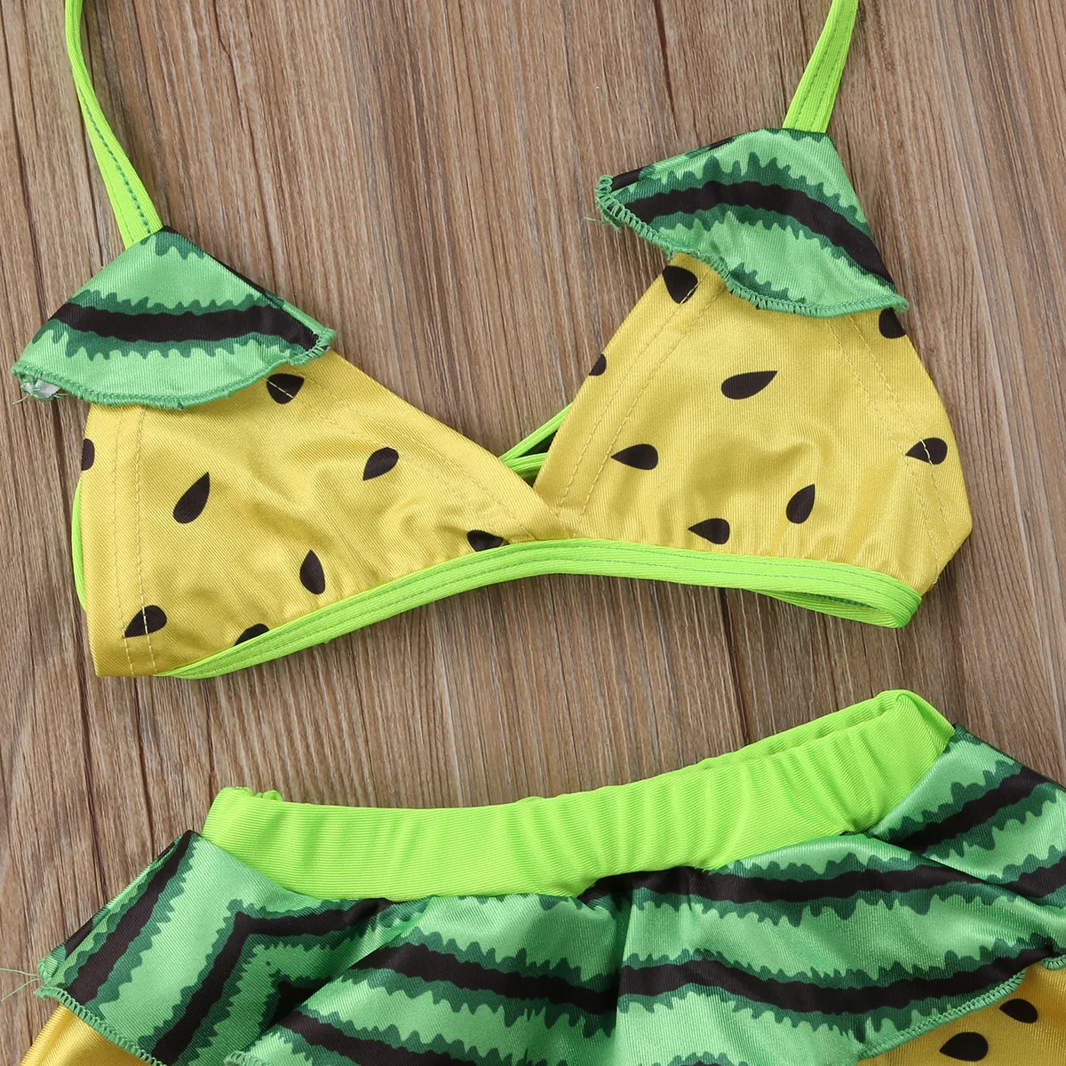 Meihuida/милый купальник с цветочным рисунком для маленьких девочек, купальник с изображением фруктов, бандажный комплект бикини, купальный костюм с высокой талией для малышей