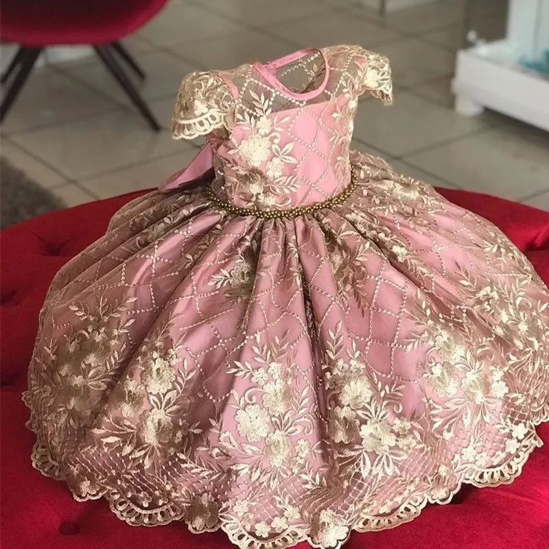 Элегантные Детские платья принцессы для девочек; свадебные и вечерние торжественные костюмы; платье с цветочным узором для девочек; кружевное платье; vestido infantil