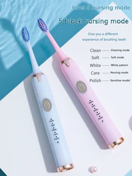 

HUIZI Sonic Electric Toothbrush Whitening Teeth Adult IPX7 Waterproof The Battery Rotating Clean Teeth Replace Brush Head Gift
