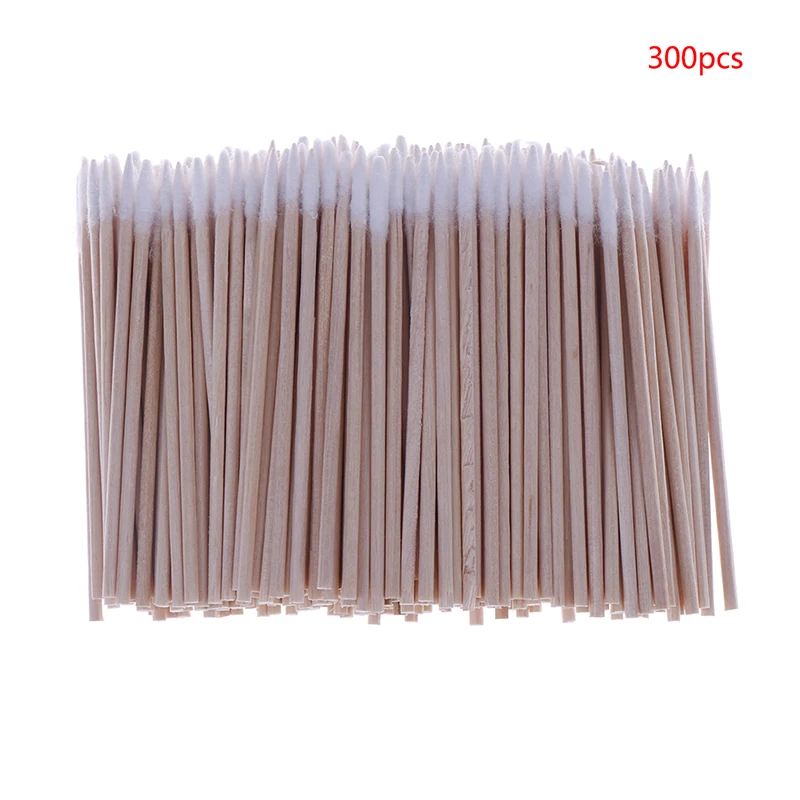 100/300 шт./упак. микро щетки одноразовые Microbrush аппликаторы для ресниц для наращивания удалить накладные ресницы ватный тампон - Цвет: 300pcs Wooden Handle