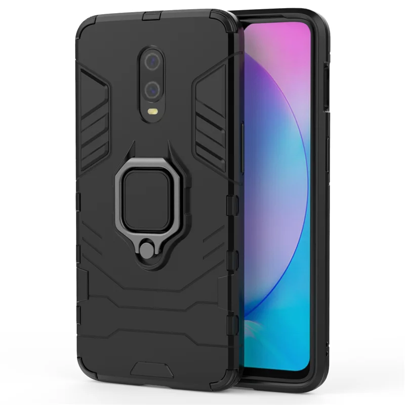 Противоударный защитный чехол для Oneplus 7T 7 1+ 7T для Oneplus 6T 1+ 6T Oneplus 7 7T Pro, подставка, автомобильный чехол для телефона с кольцом, Fundas Capa - Цвет: Черный