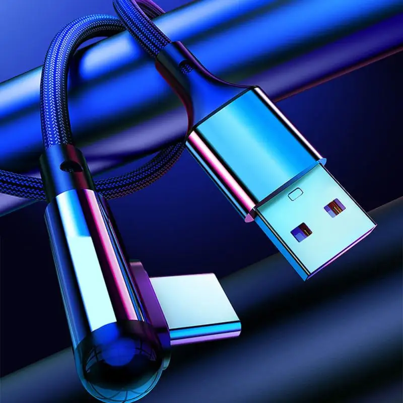 Быстрый зарядный кабель USB 90 градусов микро Type C зарядного устройства для Xiaomi Huawei