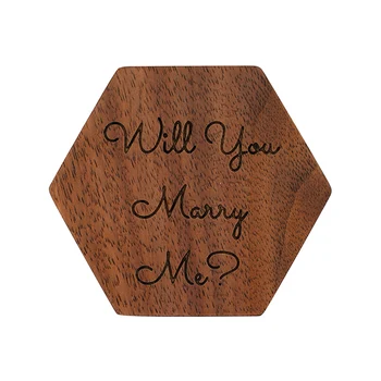 

Portable Wedding Engagement Hexagon Ceremony Storage Ring Box Compact Container Gift Black Walnut Jewelry Case Earrings Necklace