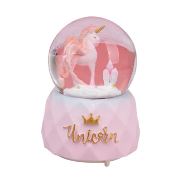 

Fancy Unicorn Snow Globe Crystal Ball Rotating Christmas Music Box Christmas Home Decoration Accssories Birthday Gift