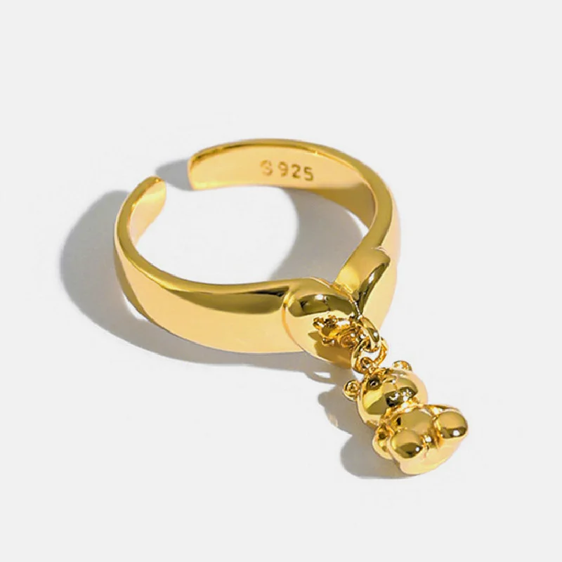 Yizizai Ins Coreano Simpatico Cartone Animato Mini Orso Anello Per Donna Donna Oro Argento Colore Anelli Ciondolo Gioielli Anillo Prezzo All'Ingrosso 