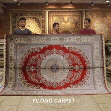 Yilong 6'x9' Турецкий Дизайн ковер ручной вязки персидкий шелковый красный ковер для продажи(ZQG331A