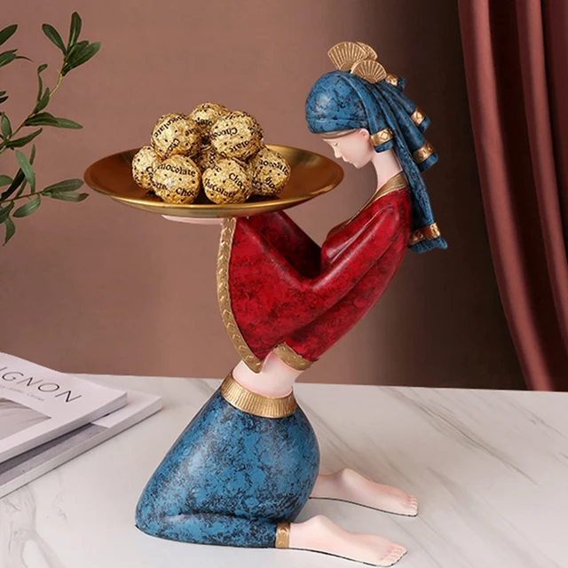 Victoria Girl Doll Storage Tray Plate Decoration Home Decoration Desktop Resin Art Sculpture Statue