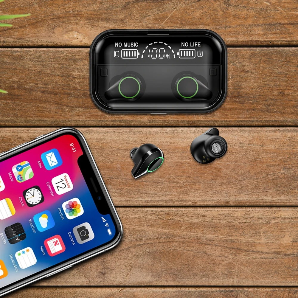OLLIVAN, беспроводные наушники, Bluetooth 5,0, TWS, гарнитура, спортивные, водонепроницаемые, светодиодный, с двойным цифровым дисплеем, зарядный чехол