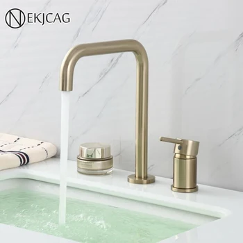 

Rose gold Basin Faucet Bathroom Deck Mounted Basin Faucet Sink Tap Dual Holes Water Tap Hot and Cold mitigeur salle de bain