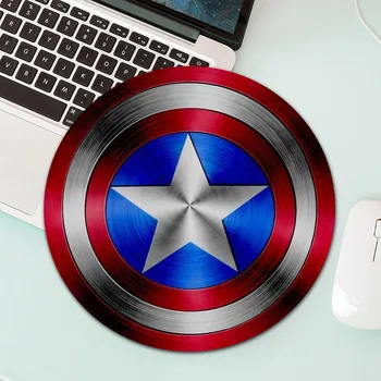 

Captain America Shield Pattern Round Gaming Mousepad Computer Laptop Desk Mause Mat Rubber Small Desk Keyboard Mouse Pad