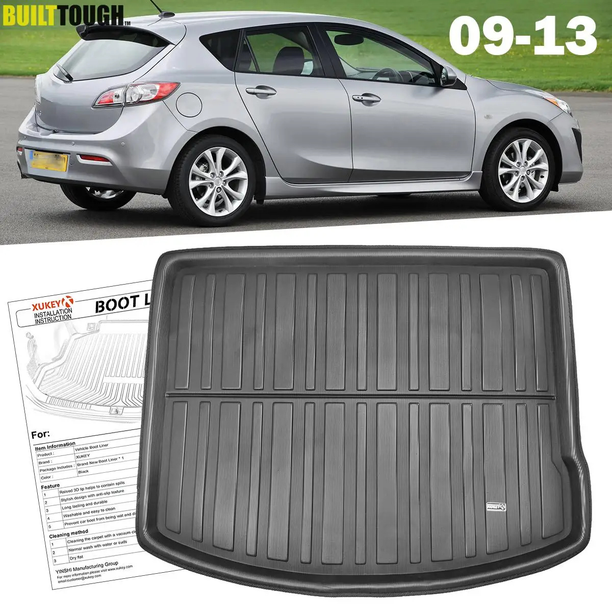 

Подходит для Mazda 3 M3 BL Хэтчбек 2009-2013 задний багажник загрузки подкладочный для грузов коврик лоток ковровое покрытие 2010 2011 2012