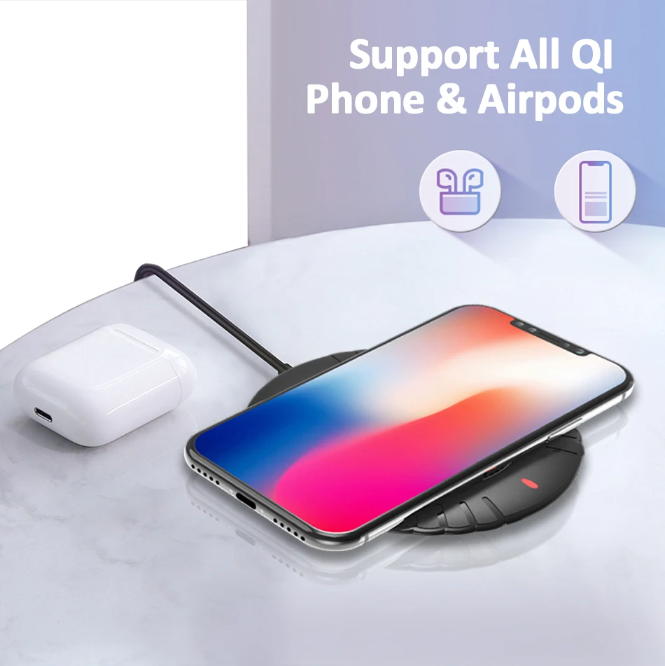 !ACCEZZ QI Wireless Charger For iphone X 8 Plus XR 11 Pro XS MAX Charge Pad With Micro Usb Cable For Samsung Galaxy S9 S10 S8 S7 (4)