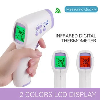 

Forehead Ear Thermometer Non-contact Infrafred IR Thermometer 1s Fast Reading Beep Alarm LCD 2-color Backlight Thermometer