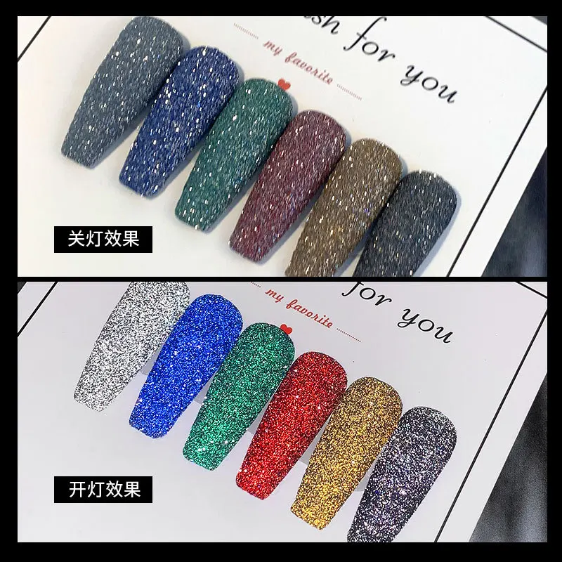 

8Boxes Diamond Nail Powder Silver Reflective Nail Art Glitter Dust Fine Pigment Holographic Nail Decoration Holo Nail Art Powder