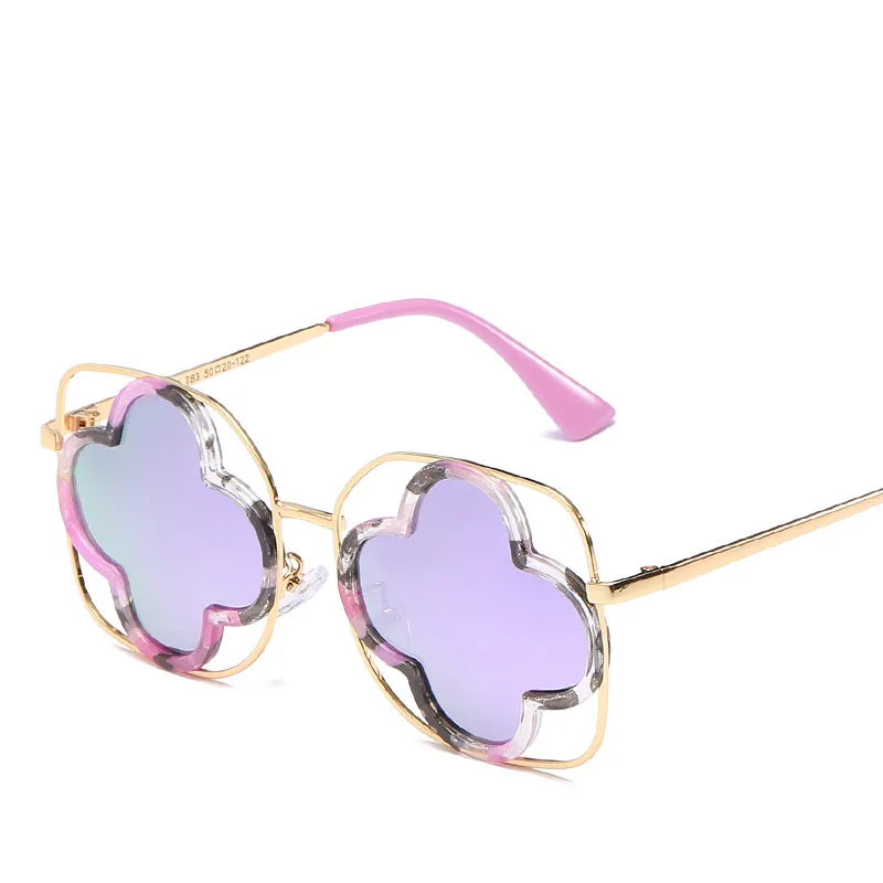 Высококачественные поляризованные солнцезащитные очки для детей, милые цветочные солнцезащитные очки для детей, очки с защитой от УФ-излучения, роскошные брендовые Оттенки для маленьких девочек - Цвет линз: Purple