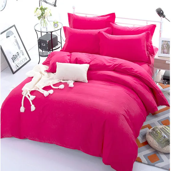 50 Бордовый цвет пододеяльник из хлопка, гладкая простынь, простыня, наволочки для детей и взрослых, XF642-5 для спальни - Цвет: Rose Red
