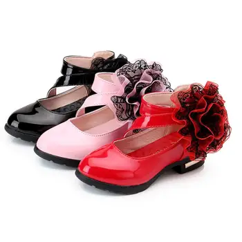

Pink Childrens Girls Leather Shoes Kids High Heeled Girls Princess Shoes For Party Wedding Big Girls Dress Shoes chaussure fille