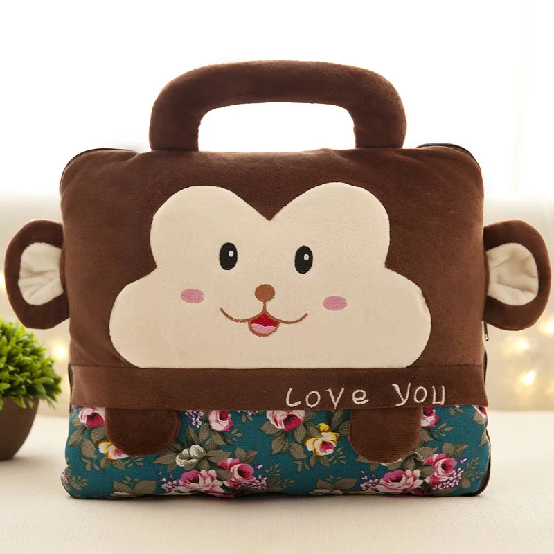 Brown monkey Многофункциональная подушка для путешествий кровать подушка для шеи кровать Милая подушка подушки с изображением животных Подушка для тела и одеяла - Цвет: Brown monkey
