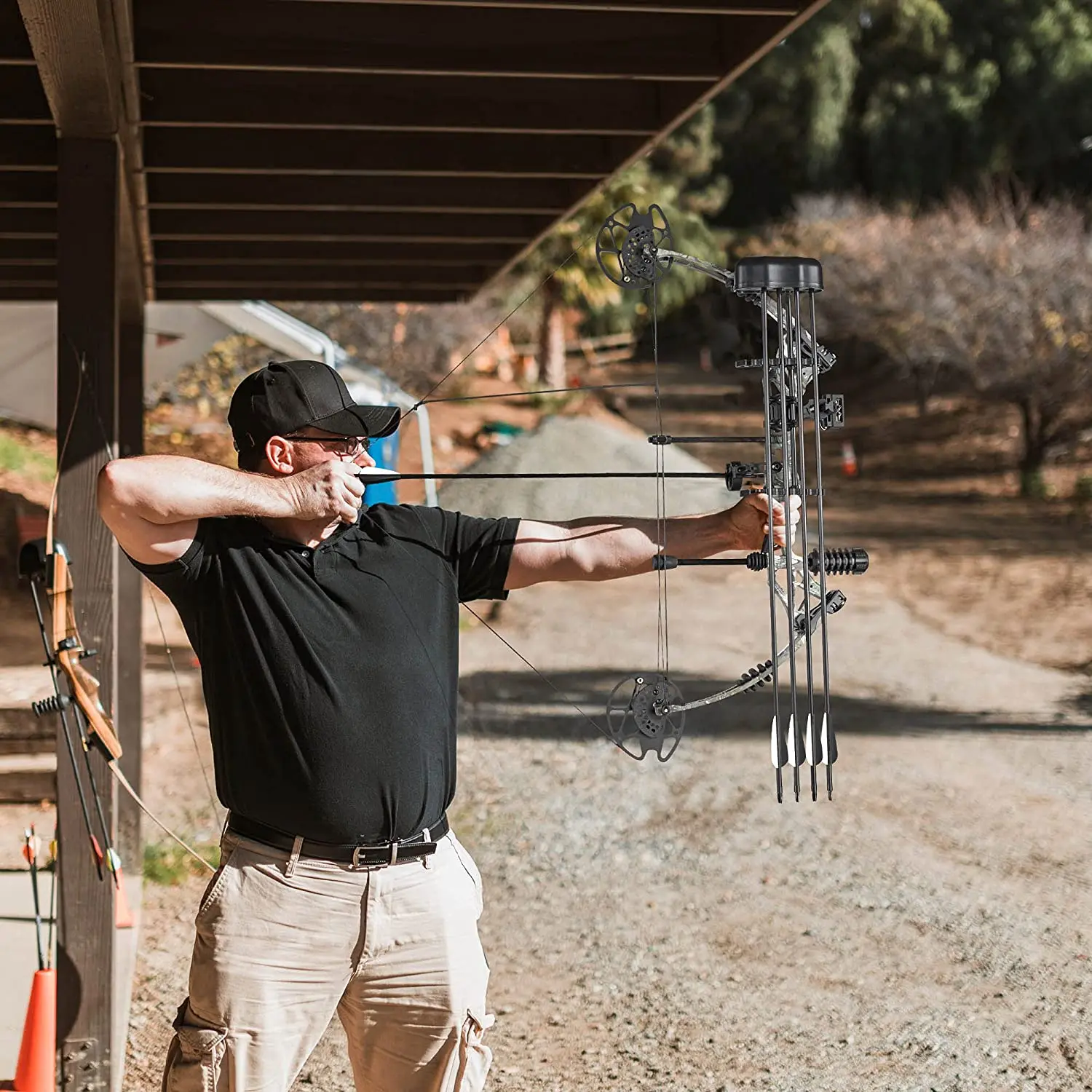 1 Set Of Archery Composite Bow 3070 Pounds Ibo 320fps Hunting Shooting Outdoor Sports Game Bow