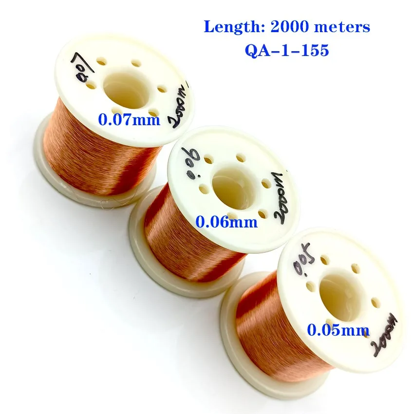 

QA-1/155 2000m 2000M/roll 0.05mm 0.06 0.07mm Diameter Thin Copper Wire DIY Rotor Enamelled Wire Electromagnet Technology Making