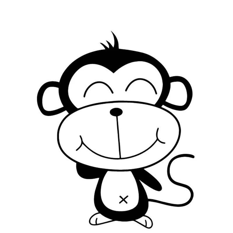 

Car Sticker Cartoon Monkey Cute Decorative Decal PVC Car Sticker Accessory Waterproof Cover Scratch Black/white,16cm*13cm