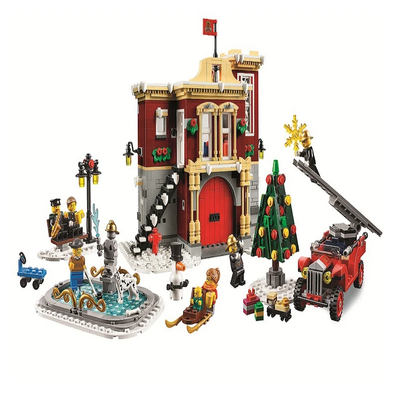 

New Create Christmas Winter Village Station Model Building Blocks Gifts With Friends Christmas Toy Gifts