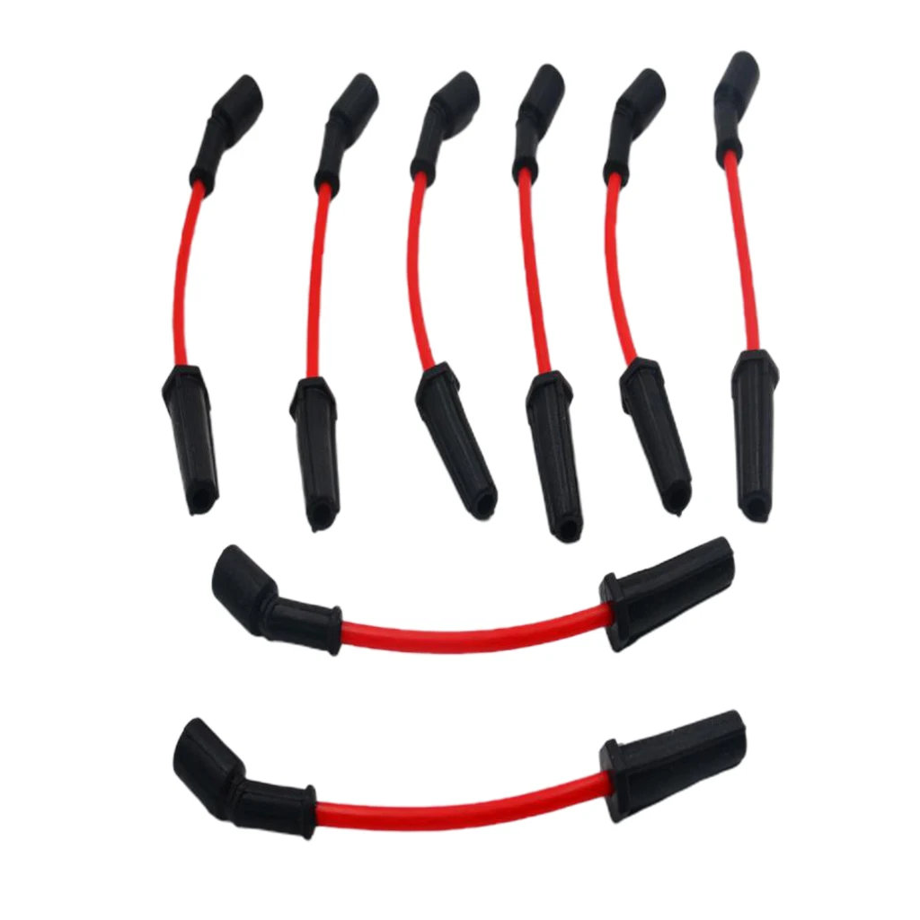 8 Pieces Ignition Spark Plug Wire Set Red for Chevrolet LS1 LS2 LS4 Car Auto