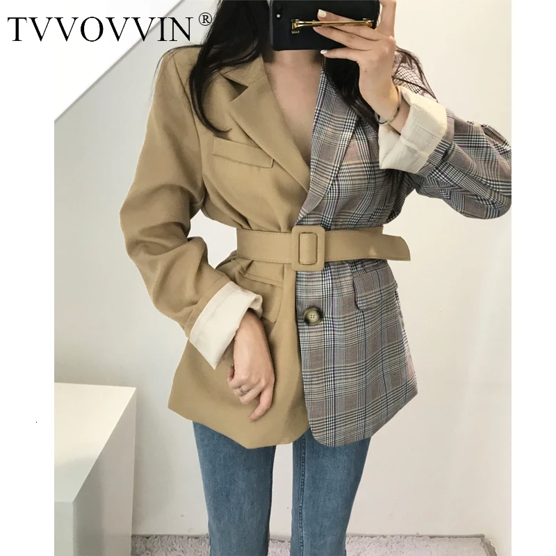 Tvvovvinin/Новинка 2019 года; весенне-осенний костюм; куртка для женщин из хлопка; модная стеганая клетчатая однобортная куртка для женщин; C128