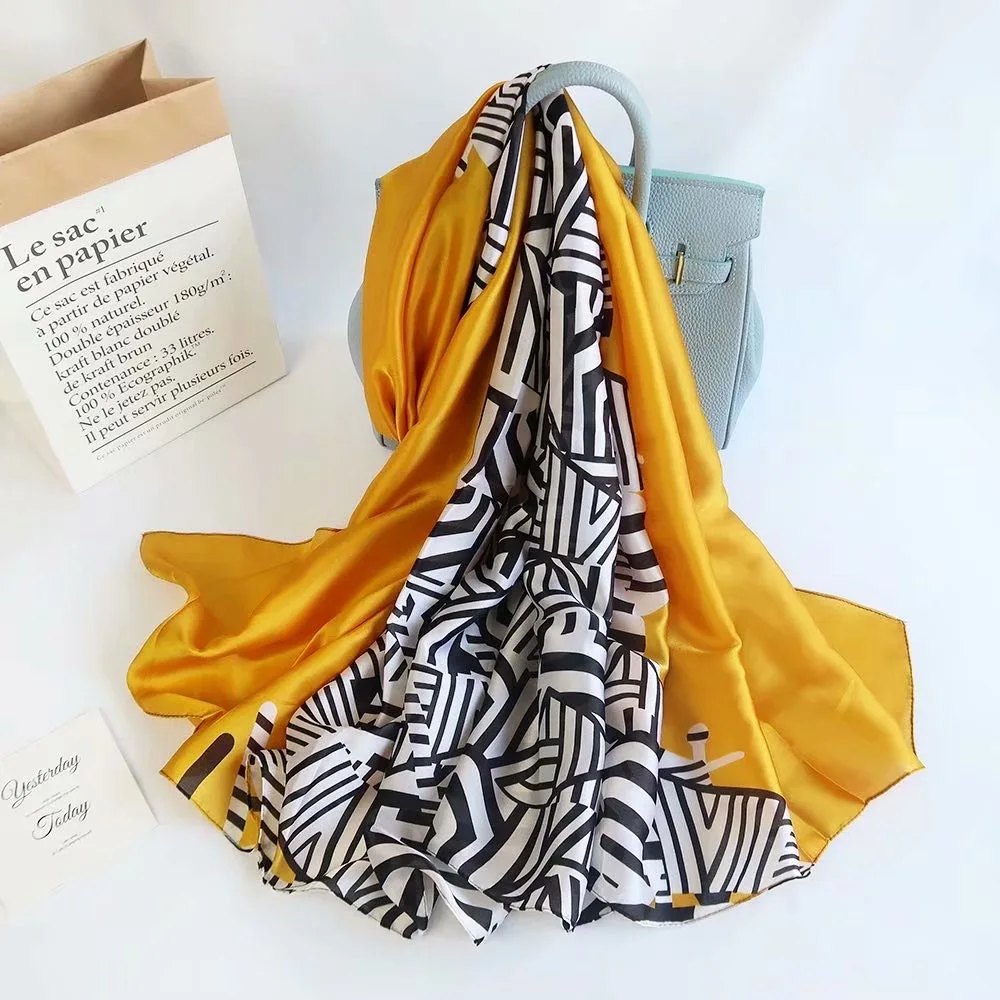 

Luxury Brand Silk Scarves Autumn Winter Lady Fashion Print 180X90CM Scarf Popular Headscarf Women Sunscreen Beach Quality Shawl
