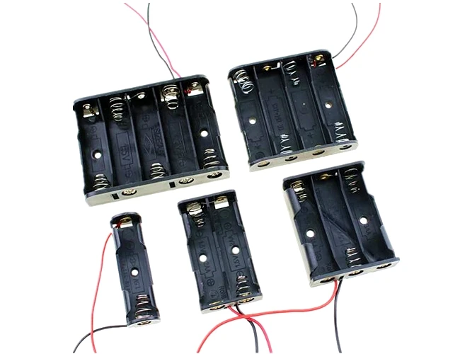 

Black Plastic 1x 2x 3x 4x Battery Storage Box Case 1 2 3 4 Slot Way DIY Batteries Clip Holder Container With Wire Lead Pin