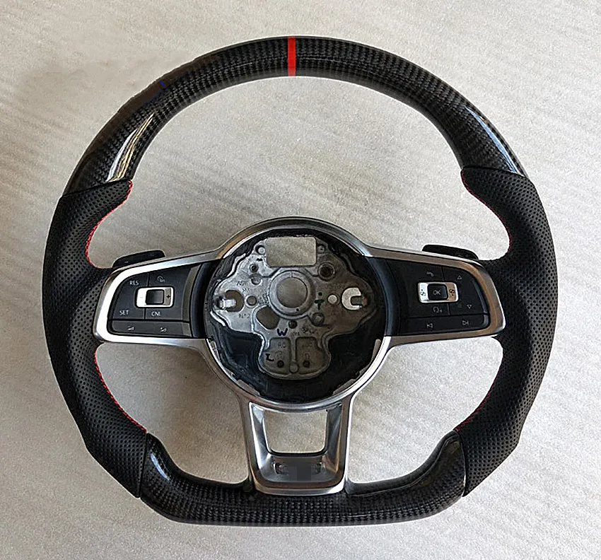 

For VW Golf 7 G T I Golf R MK7 Jetta Passat Polo G T I Scirocco 2014-2018 Replacement Carbon Fiber Steering Wheel Trim
