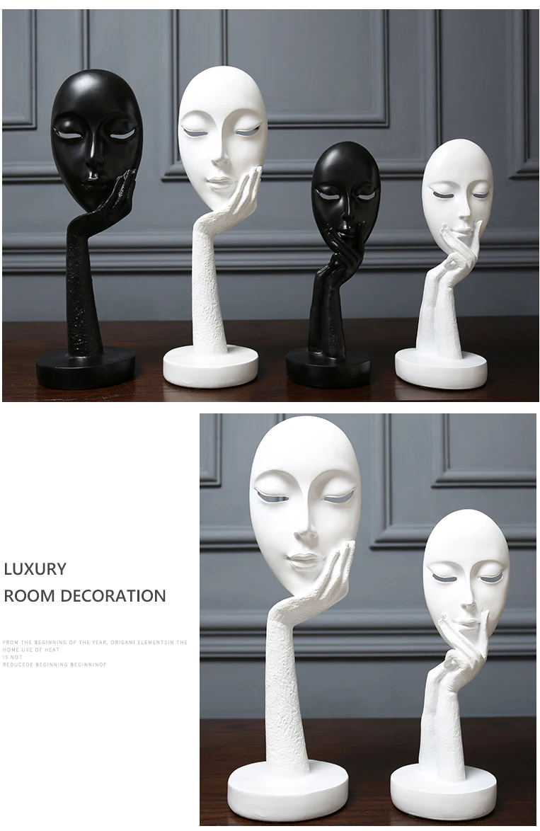 Home Decoration Statue Table Decorations Accessories 3D Face Mask Abstract Sculpture Decorative Art Figurine Living Room Decor (4)