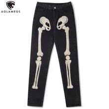 Aolamegs pantalones vaqueros para hombre, pantalón Punk Harajuku Hipster, Hip Hop, holgado, ropa de calle