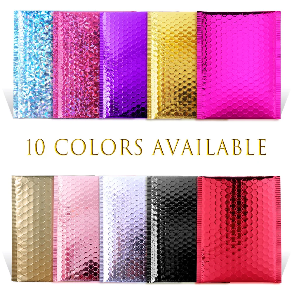 10 Colors 10PCS/Pack 6x9 inch Aluminum Foil Bubble Mailer Metallic Gift Packaging Courier Bag Padded Shipping Envelope Bags