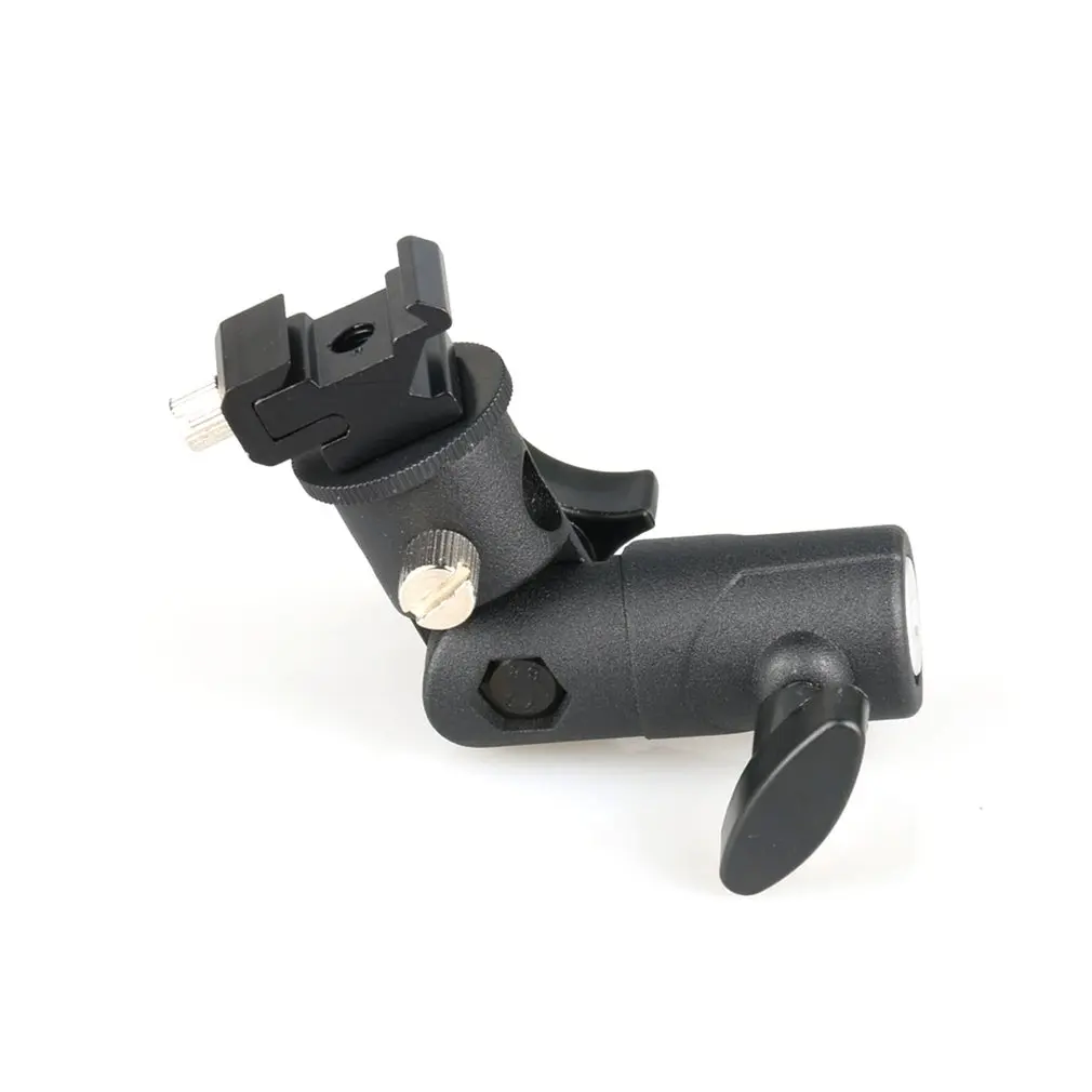 E Type Metal Flash Bracket Universal Hot Shoe Speedlite Umbrella Holder With 1/4" to 3/8" Screw Mount Swivel Adapter
