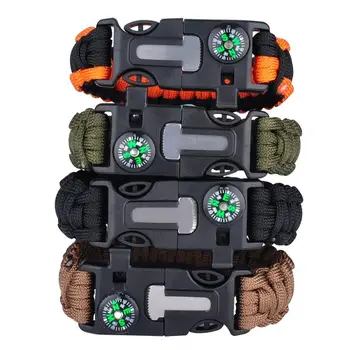 Multi-function Military Emergency Survival Paracord 4mm Bracelet Outdoor Scraper Whistle buckle paracord tools 550 paracord