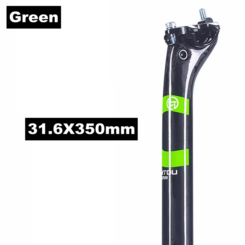 Green 31.6X350mm TOMTOU полный UD углеродное волокно Подседельный штырь для горного велосипеда 27,2/30,8/31,6 дорожный руль MTB велосипед Подседельный штырь трубки Аксессуары для велосипеда - Цвет: Green 31.6X350mm