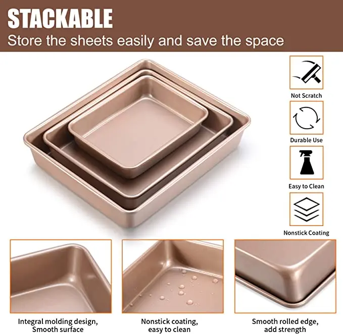 Deep Baking Pan Cookies Sheet Rectangular Jelly Roll Non Stick Carbon Steel Cake Metal Bakeware Biscuit Bread Loaf DIY Tools Baking Pan Baking Pan Tray Bread Baking Pan