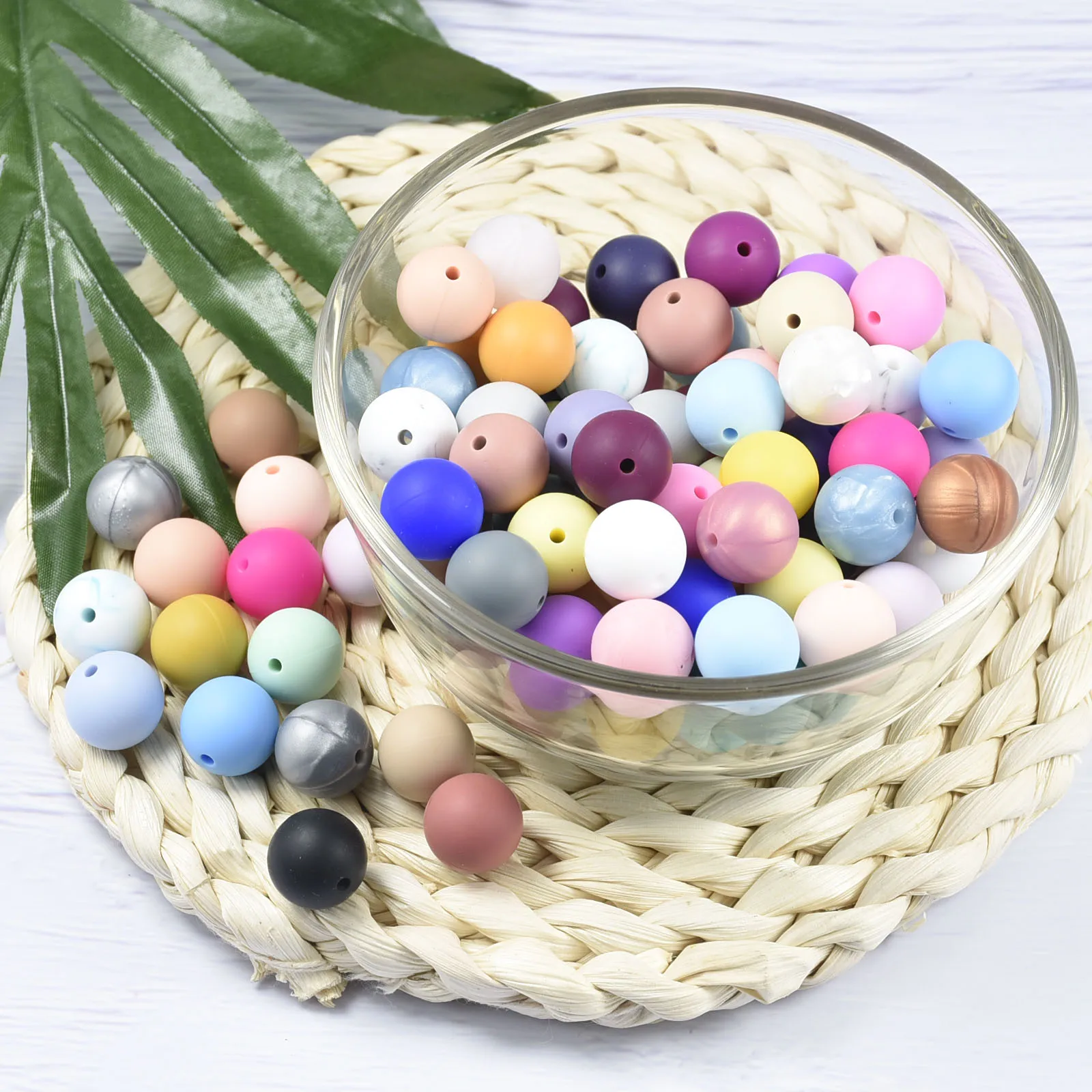 

100 PCS 15 MM Silicone Round Beads Eco-friendly Sensory Teething Necklace Food Grade Mom Nursing DIY Jewelry Baby Teethers