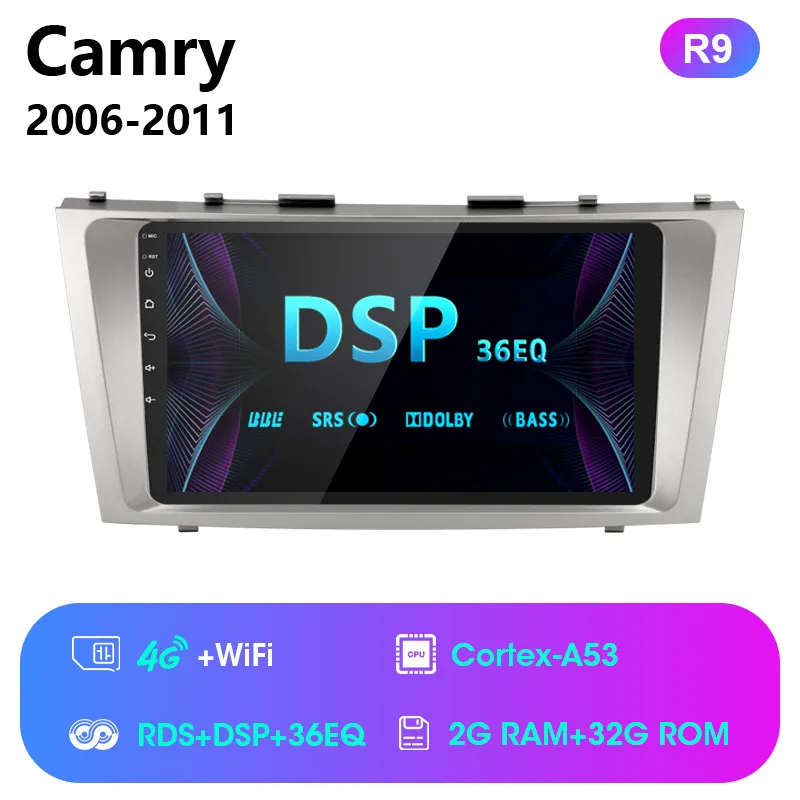 Автомобильный мультимедийный плеер Vtopek Android 2 din, Автомагнитола для toyota camry 2006-2011, gps навигация, DSP, стерео, 4G, сетевая головная установка - Цвет: R9