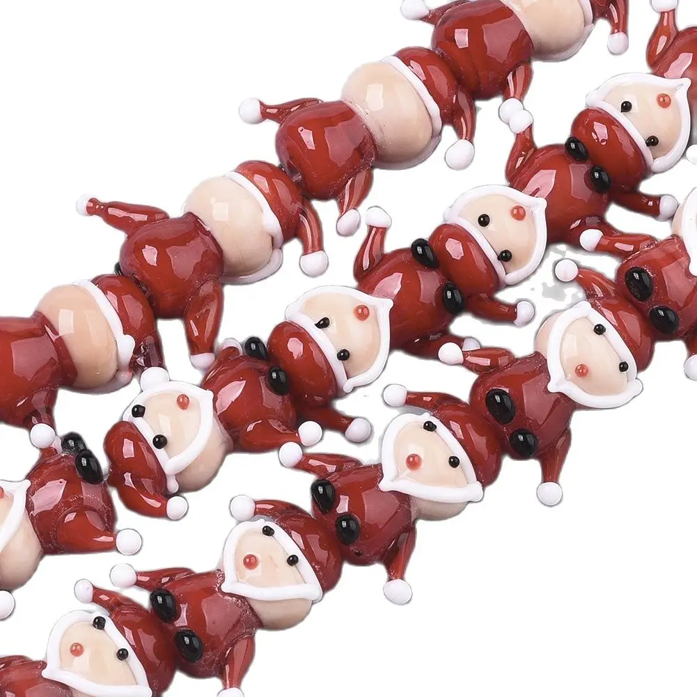 Christmas Theme Handmade Lampwork Beads Santa Claus/Snowman/Christmas Tree/Hat Bead Charm For Bracelet DIY Jewelry Making