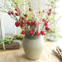 Поддельные стеклянные фрукты граната маленькие Ягоды Искусственные цветы красная вишня Stamen Свадебные Рождественские декоративные кунстблоеры
