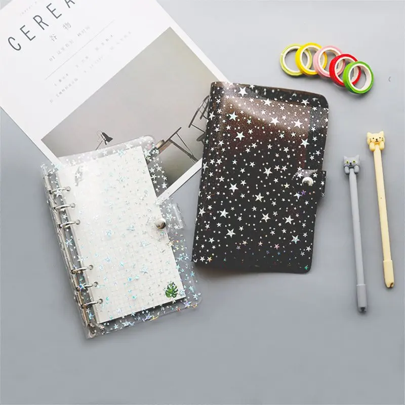SKYSONIC A5 Star Binder Cover-Loose Leaf Refill Dairy-Bullet Transparent PVC Case Photo Organizer Album Stationery Supplies 4