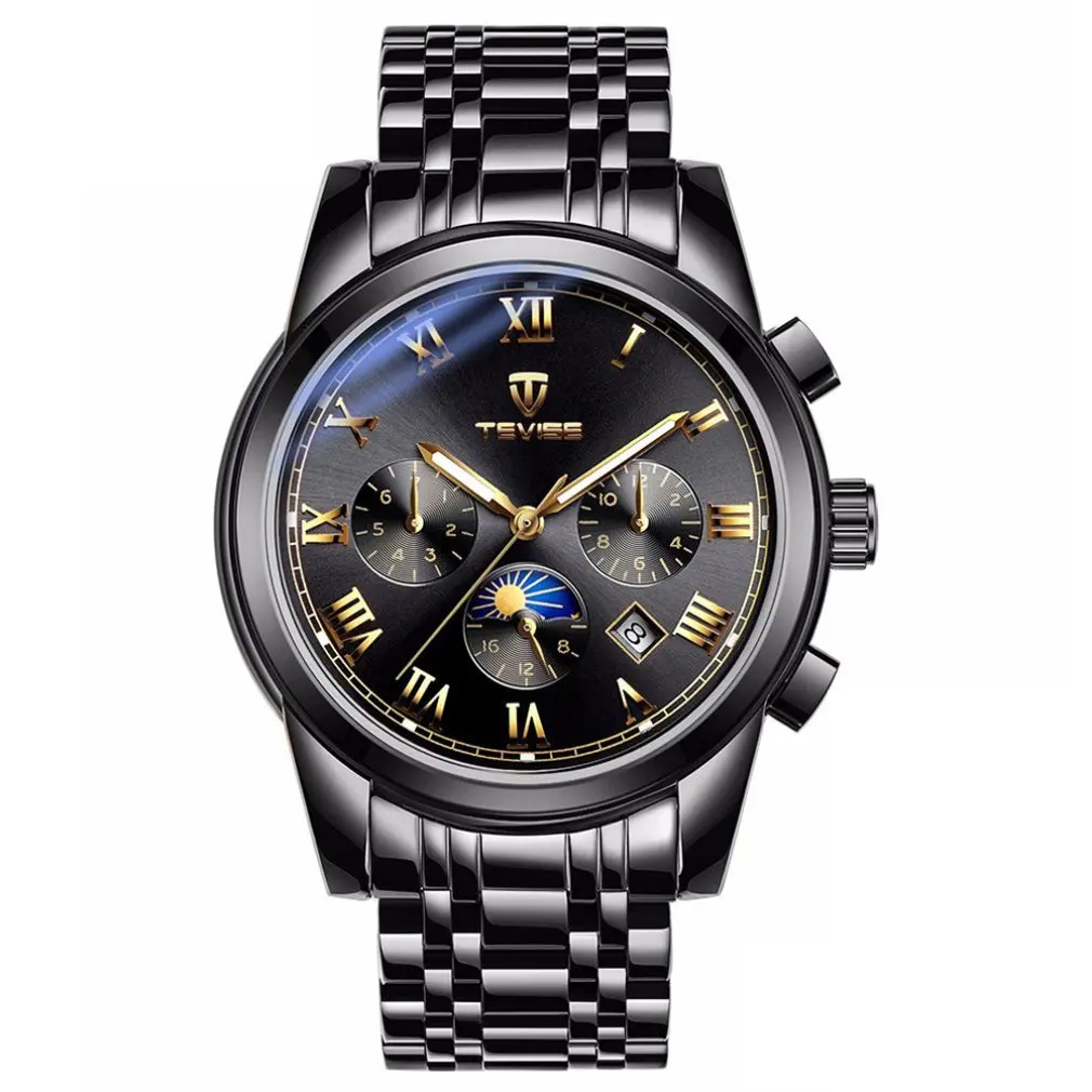 

Tevise Multi-Function Watch Men'S Automatic Mechanical Watch Steel With Hollow Fashion Watch Lunous Men'S Watch Hot