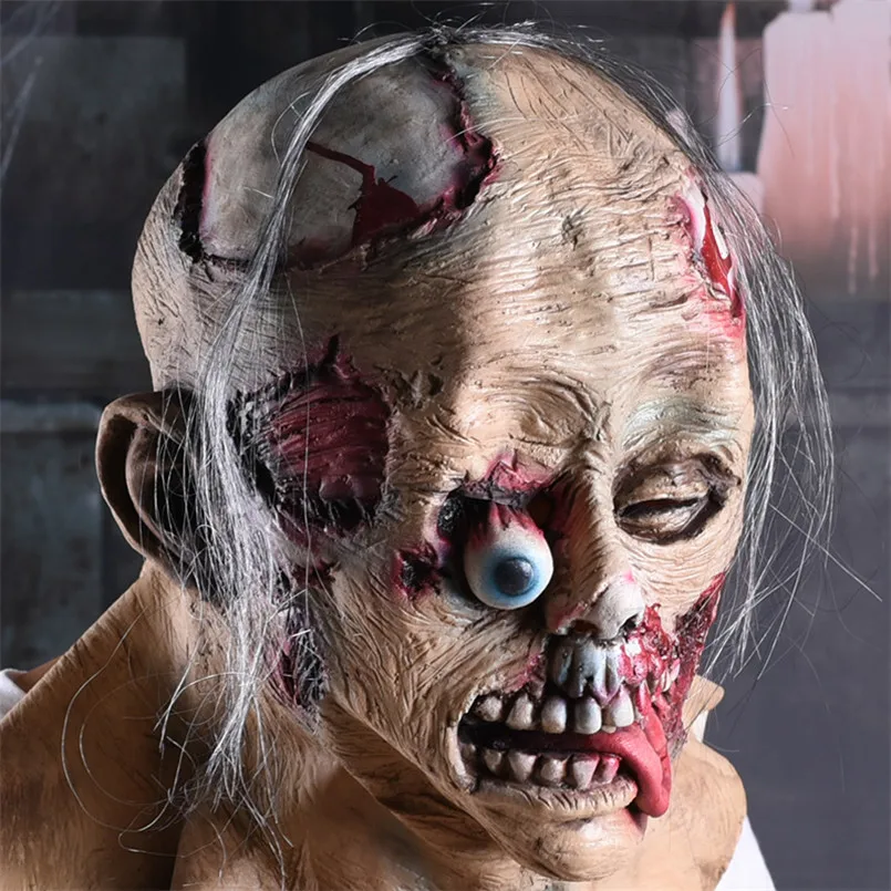 

Scary Zombie Mask Head Wear Realistic Mask Halloween Cosplay Party Props Headgear Rotten Bloody Mask Mascaras De Latex Realista