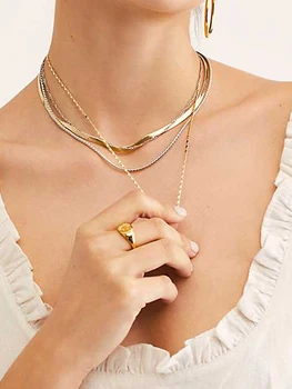 

ZFYIN 4 Layers Stacked Chain Link Statement Necklace for Women-Stackable Layering Necklaces Jewelry
