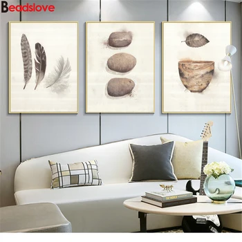 

Native Feather Bowl Stone 5 d Diamond Painting 3 pcs set Diamond Embroidery Full Square Round drill home Decoration