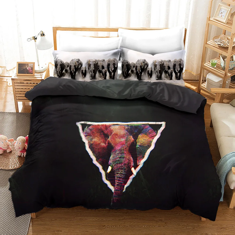 3D Animal Elephant Print Bedding Set Duvet Covers Pillowcases One Piece